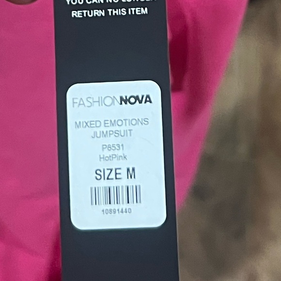 Fashion Nova Hot Pink Twist-Front Wide Leg Jumpsuit - Picture 5 of 5